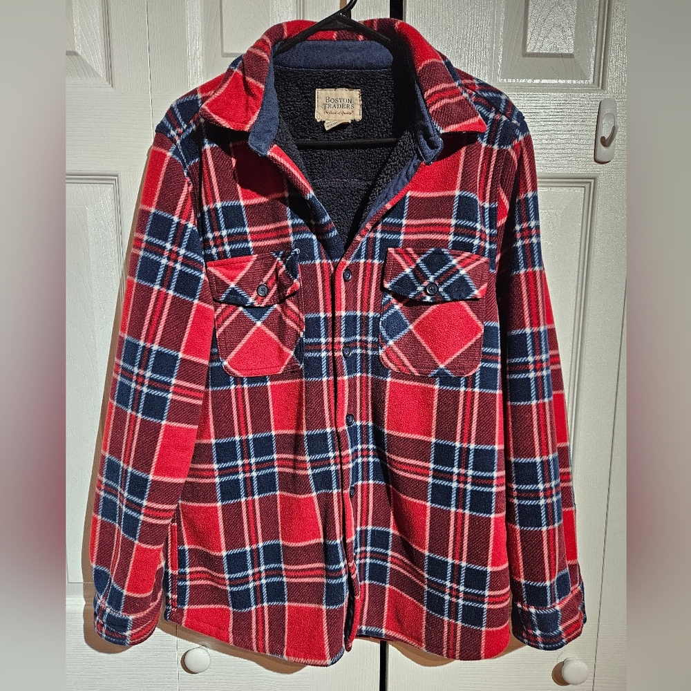 Sherpa Lined Plaid Jacket | Boston Traders Mens Size M | Cozy Inside & Out